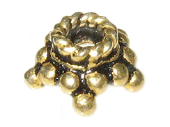 Vermeil 5 Point Star Oxidized Beadcap with Rope Top