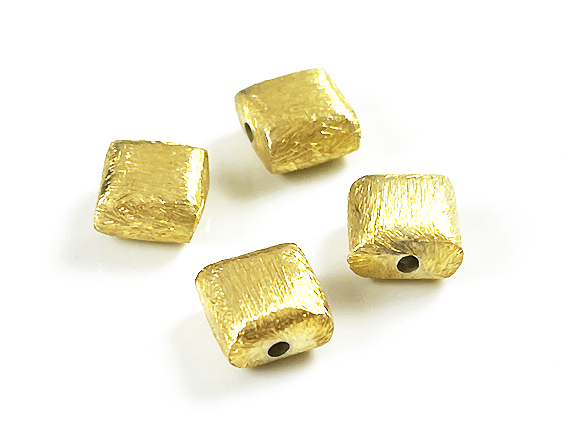 10mm Square Pillow Vermeil Sterling silver Beads