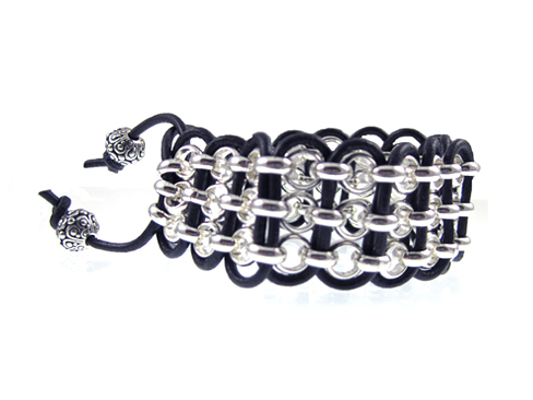 Chain Leather Cuff Bracelet